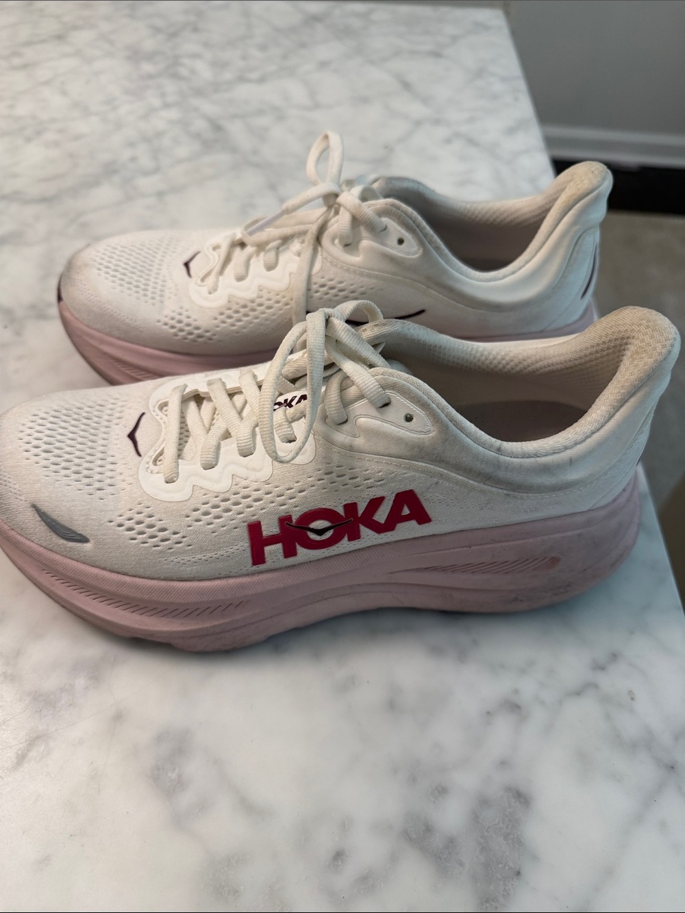 Hoka womens pink and white size 8.5